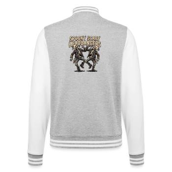 Squelette Heavy Metal Headbanger - Veste Teddy - gris chiné / blanc - Dos - Marisol (170cm)