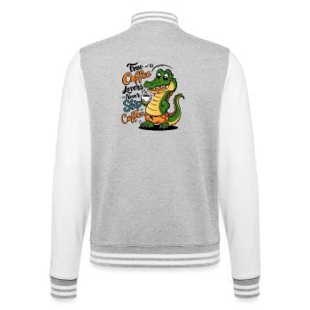 Diction du dessin animé du crocodile au café - Veste Teddy - gris chiné / blanc - Dos - Marisol (170cm)