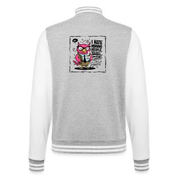 Morning grouch office owl in suit - College Sweat Jacket - heather grey/white - Back - Marisol (170cm)