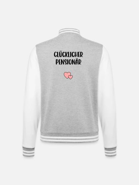 Glücklicher Pensionär Herz - College-Sweatjacke - Grau meliert/Weiß