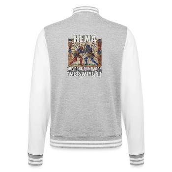 Chasseurs HEMA : Escrime historique et chevalerie - Veste Teddy - gris chiné / blanc - Dos - Marisol (170cm)