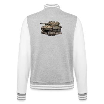 RCCX Merkava – Steel Fascination. Not War. - College Sweat Jacket - heather grey/white - Back - Marisol (170cm)