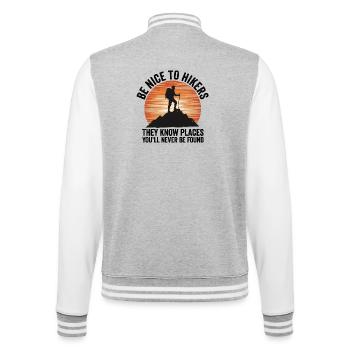 Wandern – Outdoor-Abenteuer – Sei nett zu Wanderern - College-Sweatjacke - Grau meliert/Weiß - Hinten - Marisol (170cm)