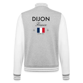 Dijon France Coordinates Travel Souvenir - College Sweat Jacket - heather grey/white - Back - Marisol (170cm)
