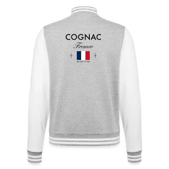 Cognac France Coordinates Travel Souvenir - College Sweat Jacket - heather grey/white - Back - Marisol (170cm)