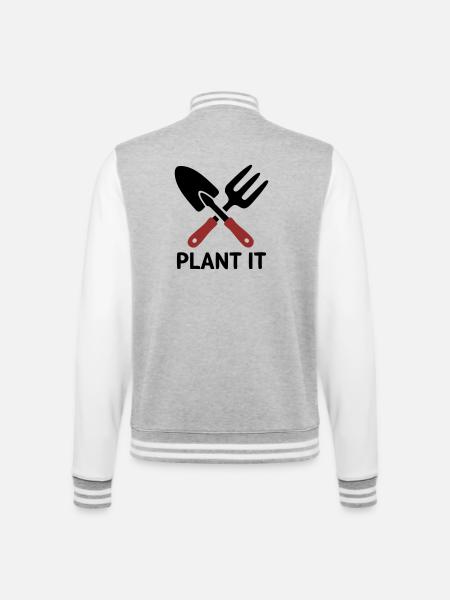 Gartenwerkzeug Plant It Logo - College-Sweatjacke - Grau meliert/Weiß
