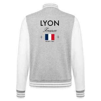 Lyon Frankreich Koordinaten Reise Souvenir - College-Sweatjacke - Grau meliert/Weiß - Hinten - Marisol (170cm)