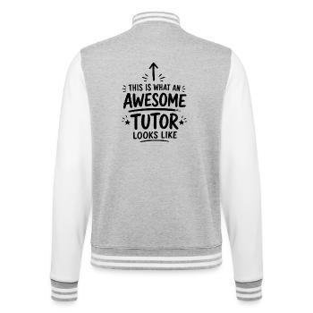 Cadeau de tutorat pour enseignant de mathématiques et de STEM - Veste Teddy - gris chiné / blanc - Dos - Marisol (170cm)