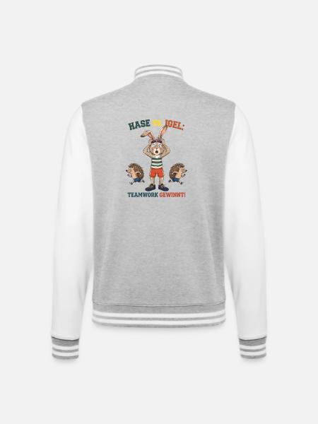 Hase vs. Igel Teamwork - College-Sweatjacke - Grau meliert/Weiß