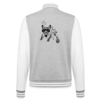 Bouledogue français en plongeur sous-marin - Veste Teddy - gris chiné / blanc - Dos - Marisol (170cm)