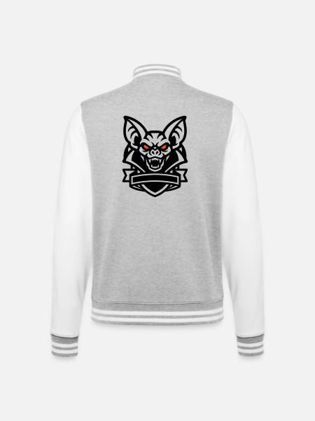 Fledermaus Maskottchen Logo - College-Sweatjacke - Grau meliert/Weiß