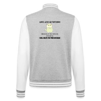 Seigneur, donne-moi de la patience Base de données de production IT Chat Shirt - Veste Teddy - gris chiné / blanc - Dos - Marisol (170cm)