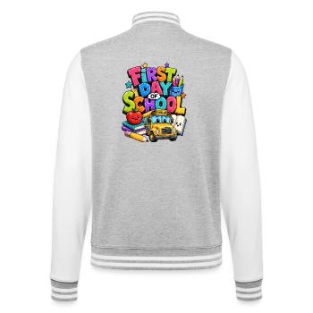 Premier jour de bus scolaire - Veste Teddy - gris chiné / blanc - Dos - Marisol (170cm)