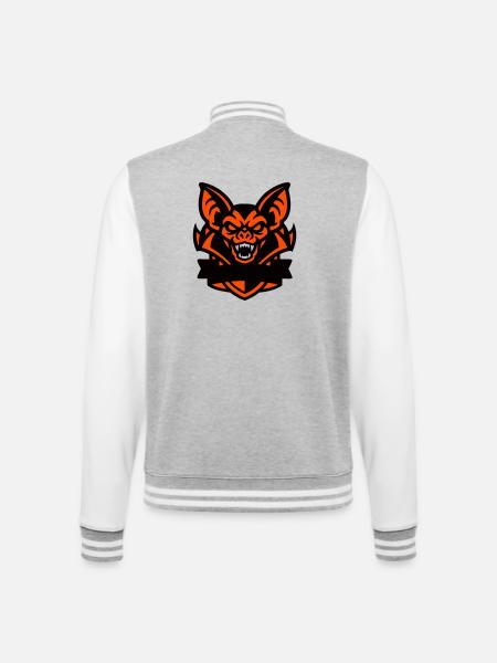 Bat Mascot Coat of Arms - College Sweat Jacket - heather grey/white