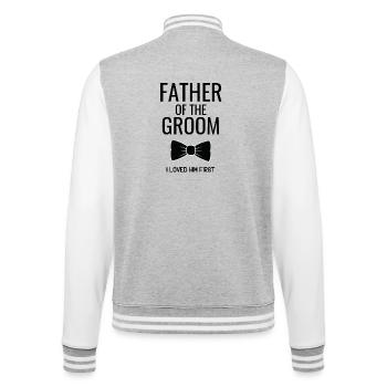 Father Groom Bowtie - College Sweat Jacket - heather grey/white - Back - Marisol (170cm)