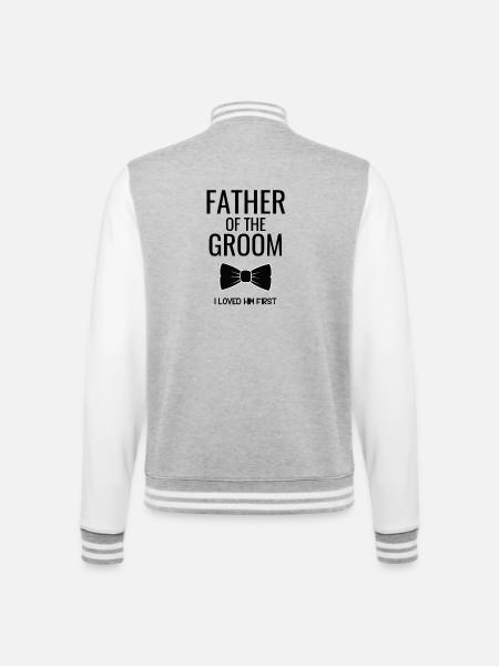 Father Groom Bowtie - College Sweat Jacket - heather grey/white