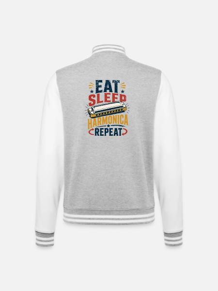 Instrument Harmonica Repeat-Music Harmonica - College Sweat Jacket - heather grey/white