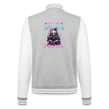 Pastel Goth Soft Goth Gaming Gamer - Veste Teddy - gris chiné / blanc - Dos - Marisol (170cm)
