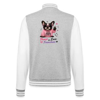 Zero Drama Frenchie Paix & Amour Frenchies - Veste Teddy - gris chiné / blanc - Dos - Marisol (170cm)