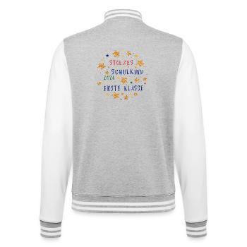 Stolzes Schulkind Erste Klasse 2026 - College-Sweatjacke - Grau meliert/Weiß - Hinten - Marisol (170cm)