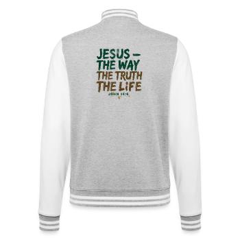 Jesus The Way The Truth The Life - College-Sweatjacke - Grau meliert/Weiß - Hinten - Marisol (170cm)