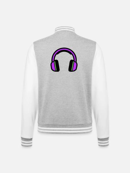 Silhouette musicale des écouteurs - Veste Teddy - gris chiné / blanc