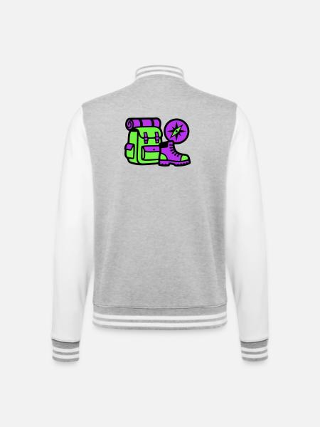 Hiking Backpack Compass Graphic - College Sweat Jacket - heather grey/white
