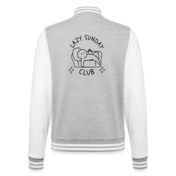Lazy Sunday Club Couch Potato Weekend Vibes - College-Sweatjacke - Grau meliert/Weiß - Hinten - Marisol (170cm)