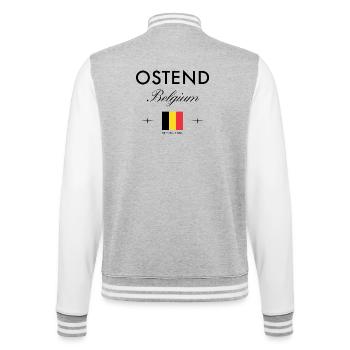 Ostend Belgium Coordinates Travel Souvenir - College Sweat Jacket - heather grey/white - Back - Marisol (170cm)