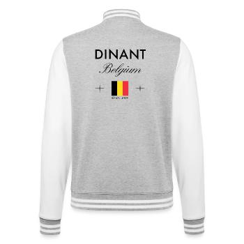 Dinant Belgien Koordinaten Reise Souvenir - College-Sweatjacke - Grau meliert/Weiß - Hinten - Marisol (170cm)