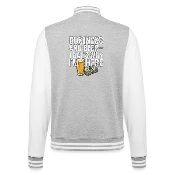 Business And Beer - College-Sweatjacke - Grau meliert/Weiß - Hinten - Marisol (170cm)