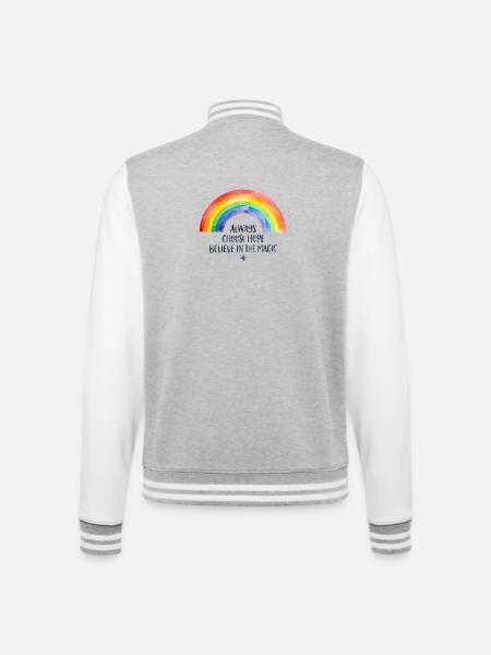 Bemalter Regenbogen - College-Sweatjacke - Grau meliert/Weiß