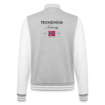 Trondheim Norway Coordinates Travel Souvenir - College Sweat Jacket - heather grey/white - Back - Marisol (170cm)