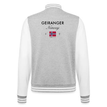 Geiranger Norway Coordinates Travel Souvenir - College Sweat Jacket - heather grey/white - Back - Marisol (170cm)