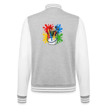 Dessin, peintre, artiste, pinceau, art coloré - Veste Teddy - gris chiné / blanc - Dos - Marisol (170cm)