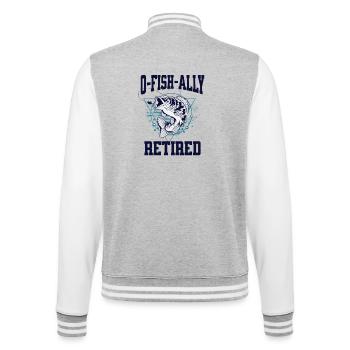 Ofishally Zurückgezogenes Wortspiel - College-Sweatjacke - Grau meliert/Weiß - Hinten - Marisol (170cm)