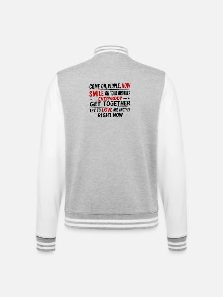 Grunge-Texte - College-Sweatjacke - Grau meliert/Weiß