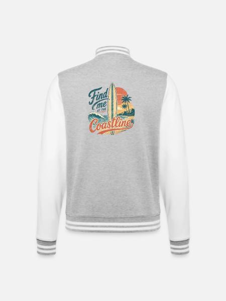 Find me at the coastline - College Sweat Jacket - heather grey/white