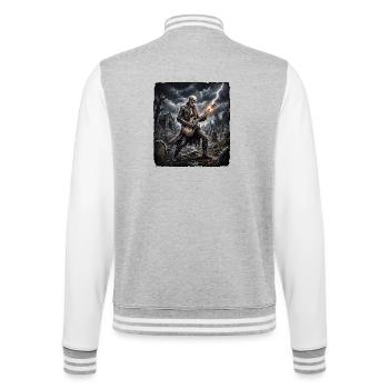 Skeleton Metalhead - College Sweat Jacket - heather grey/white - Back - Marisol (170cm)