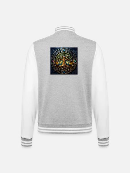 Arbre mystique aux bijoux et nœuds - Veste Teddy - gris chiné / blanc