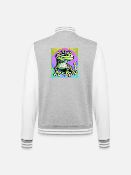 Gecko - College Sweat Jacket - heather grey/white
