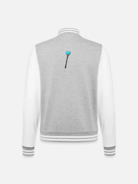 Magischer Kristallstab Blau - College-Sweatjacke - Grau meliert/Weiß