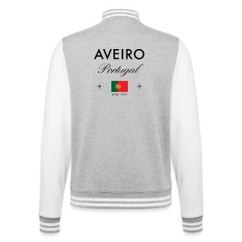 Aveiro Portugal Koordinaten Reise Souvenir - College-Sweatjacke - Grau meliert/Weiß - Hinten - Marisol (170cm)