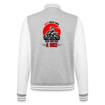 Real Men Biker - College-Sweatjacke - Grau meliert/Weiß - Hinten - Marisol (170cm)