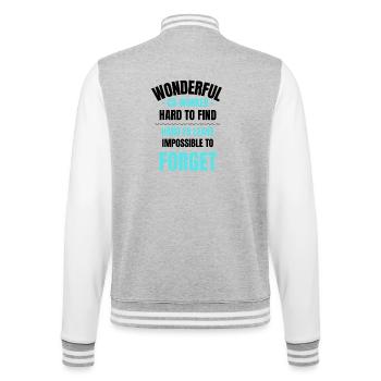 Coworker Farewell Gift - College Sweat Jacket - heather grey/white - Back - Marisol (170cm)