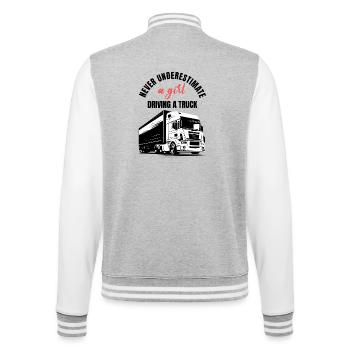 Girl Truck Driver - College Sweat Jacket - heather grey/white - Back - Marisol (170cm)