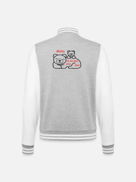 Kita Kind - College-Sweatjacke - Grau meliert/Weiß