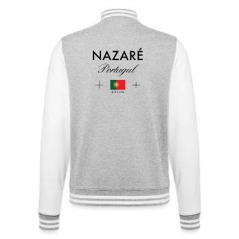 Nazare Portugal Koordinaten Reise Souvenir - College-Sweatjacke - Grau meliert/Weiß - Hinten - Marisol (170cm)