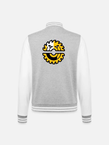 Circular Saw Mascot Logo - College Sweat Jacket - heather grey/white