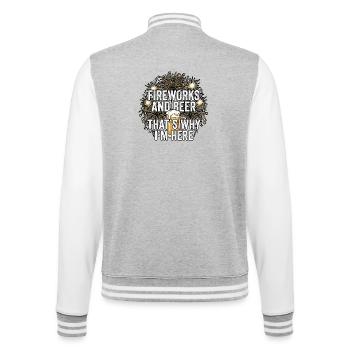 Fireworks Pyro And Beer - College Sweat Jacket - heather grey/white - Back - Marisol (170cm)